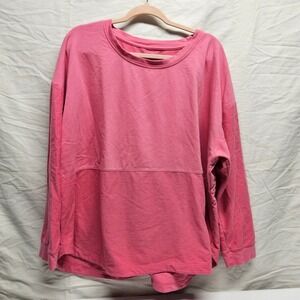 Zelos Long Sleeve Top Women 3X Pink Curvy Fit Crew Neck Athleisure Pullover